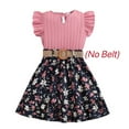 thumbnail image 4 of AJIWYH Size 6 Girls Clothes,Girls' Clothes 2024 Spring/summer Children's Clothing New Children's Clothing Lace Sleeve Top Printed Half Skirt Set Matching Clothes for Family of 4 Pink,7-8 Years, 4 of 7