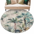 thumbnail image 2 of Summer Palm Trees Large Round Rug 8 FT, Non Slip Living Room Area Carpet, Vintage Botanical Tropical Leaves Washable Soft Circle Rug Non-Shedding Floor Carpet for Bedroom Office Dining Room, 2 of 9