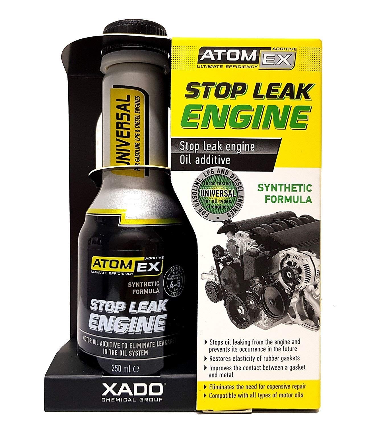 AtomEx Stop leak engine Synthetic Formula Restores the elasticity of sealing materials