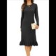 thumbnail image 3 of Vestido de Punto Acanalado para Mujer, Informal, de Larga, Cuello Redondo, Ajustado, Plisado, Estilo Urbano Negro XXL, 3 of 10
