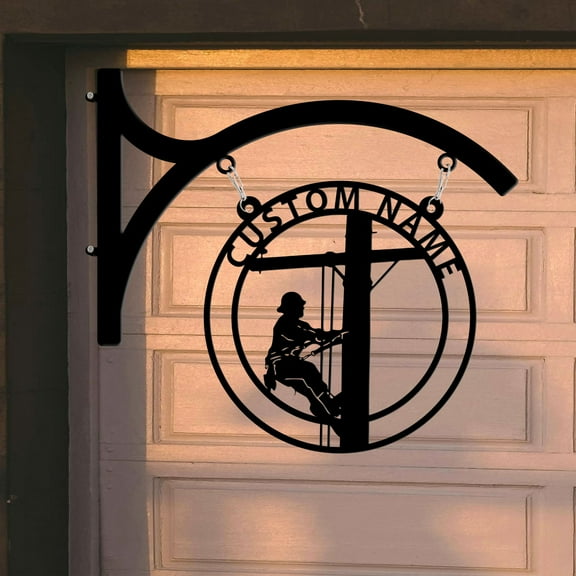 Craftnamesign Custom Lineman Metal Hanging Sign, Lineman Metal Outdoor Sign House Decor