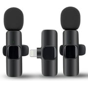 TYPPKMM 2 Packs Wireless Lavalier Microphone for iPhone, iPad. Clip on Microphone, Crystal Clear Sound Wireless Microphones for Recording, Live Streaming, YouTube, Facebook, TikTok