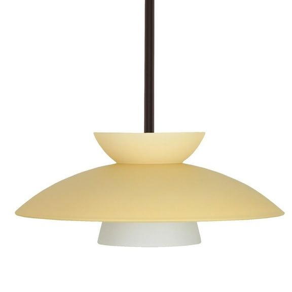 1TT-451397-LED-BR-Besa Lighting-Trilo 15 - 1 Light Stem Pendant In Contemporary Style-6 Inches Tall and 15 Inches Wide-Bronze Finish-Champagne Glass