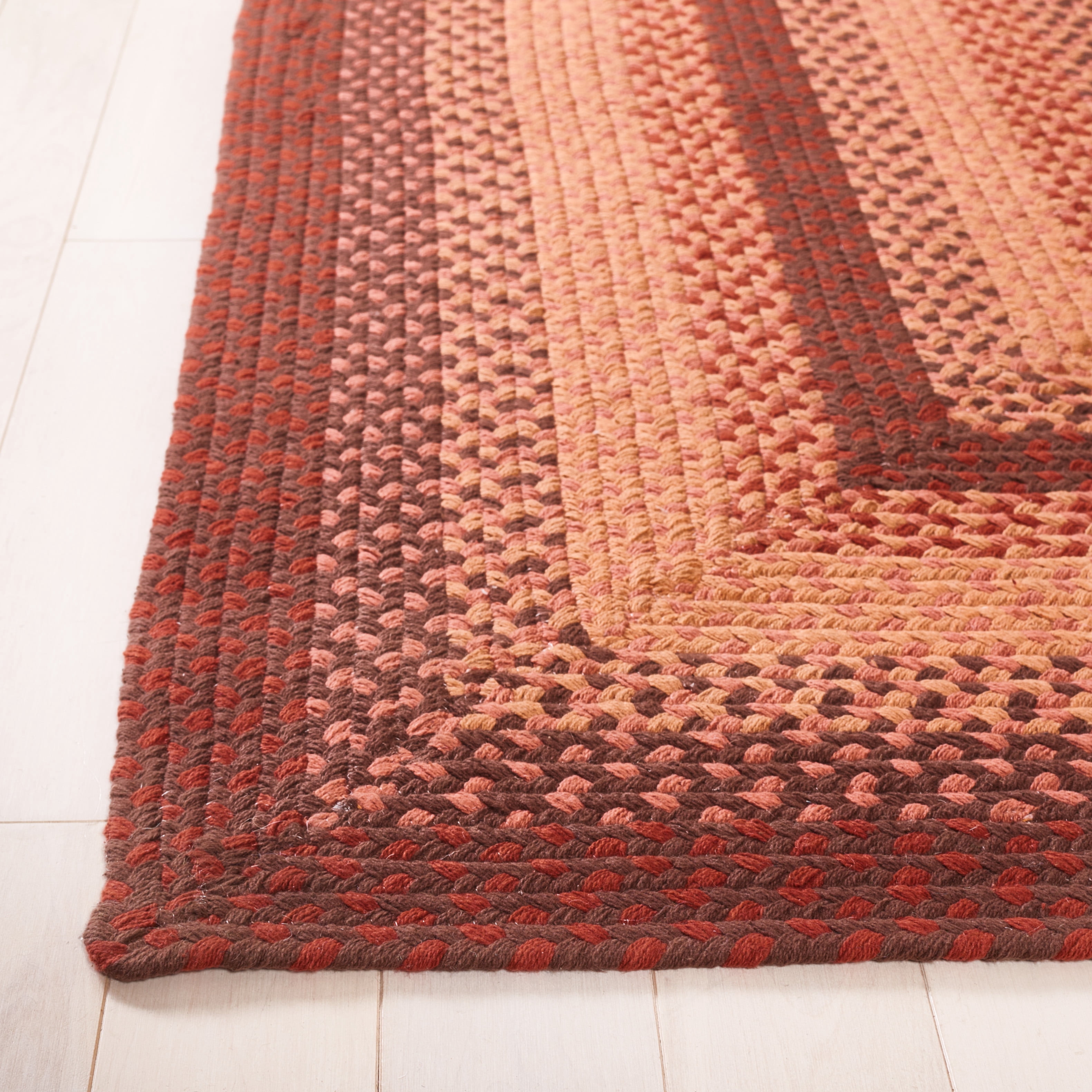 SAFAVIEH Braided Claes Bordered Reversible Area Rug, Orange/Rust, 6' x 6' Square