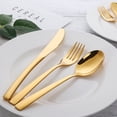 thumbnail image 4 of 5 Pieces Gold Flatware Set Metal Stainless Steel Cutlery Set Reusable Knife Fork Spoon Set, 4 of 6