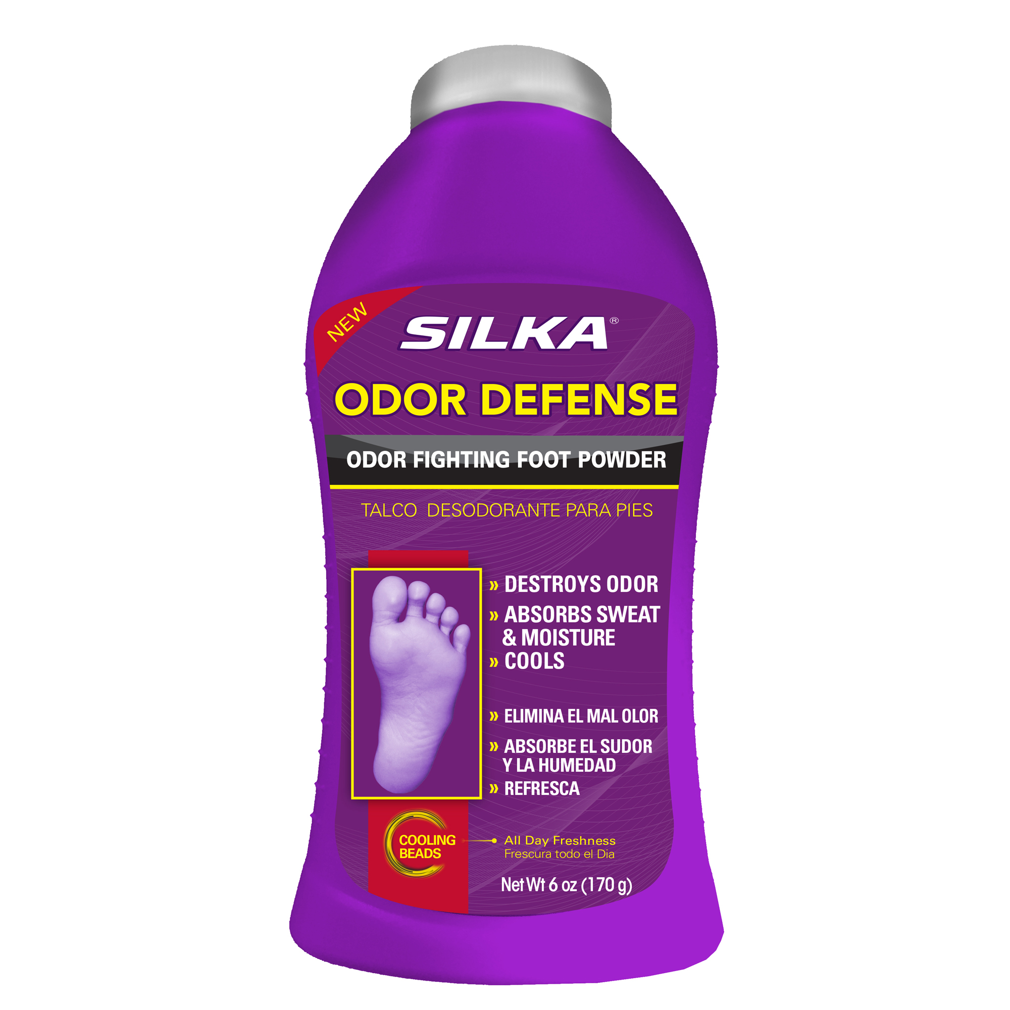 SILKA Odor Fighting Foot Powder, 6 oz.