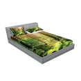 thumbnail image 2 of Ambesonne Forest Fitted Sheet & Pillow Sham Set, Sunset Moss Woods Trees, Full, Green Brown, 2 of 2