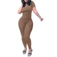 thumbnail image 1 of Lounge Wear Ribbed Casual 2 Piece Summer Shorts Set For Women Sleeve Top+Elastic Leggings Outfits, 1 of 5