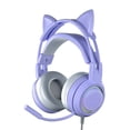 thumbnail image 1 of Cat Ear Headphones with Noise Reduction Mic, Removable Ears, All Wrapped Earcups, Over Ear Gaming Headset, 1 of 7
