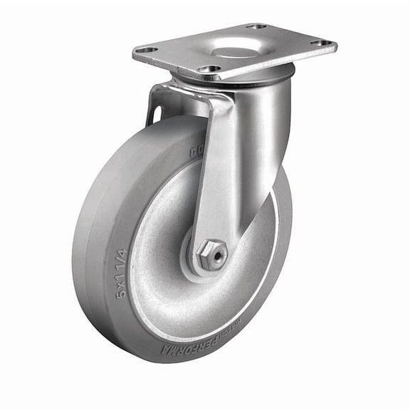 Colson Plate Caster,Swivel,Rubber,6 3/16"H 2.05256.445