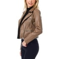 thumbnail image 3 of MixMatchy Women's Faux Leather Long Sleeve Zipper Closure Moto Biker Short Coat Jacket, 3 of 7