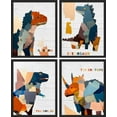 thumbnail image 3 of PixonSign Framed Wall Art, Colorful Dinosaur Collage Prints, Set of 4 Boy's Bedroom Illustration Wall Decor, Multicolor Contemporary Wall Décor, Modern Adhesive Canvas Posters - 11"x14" Black, 3 of 5