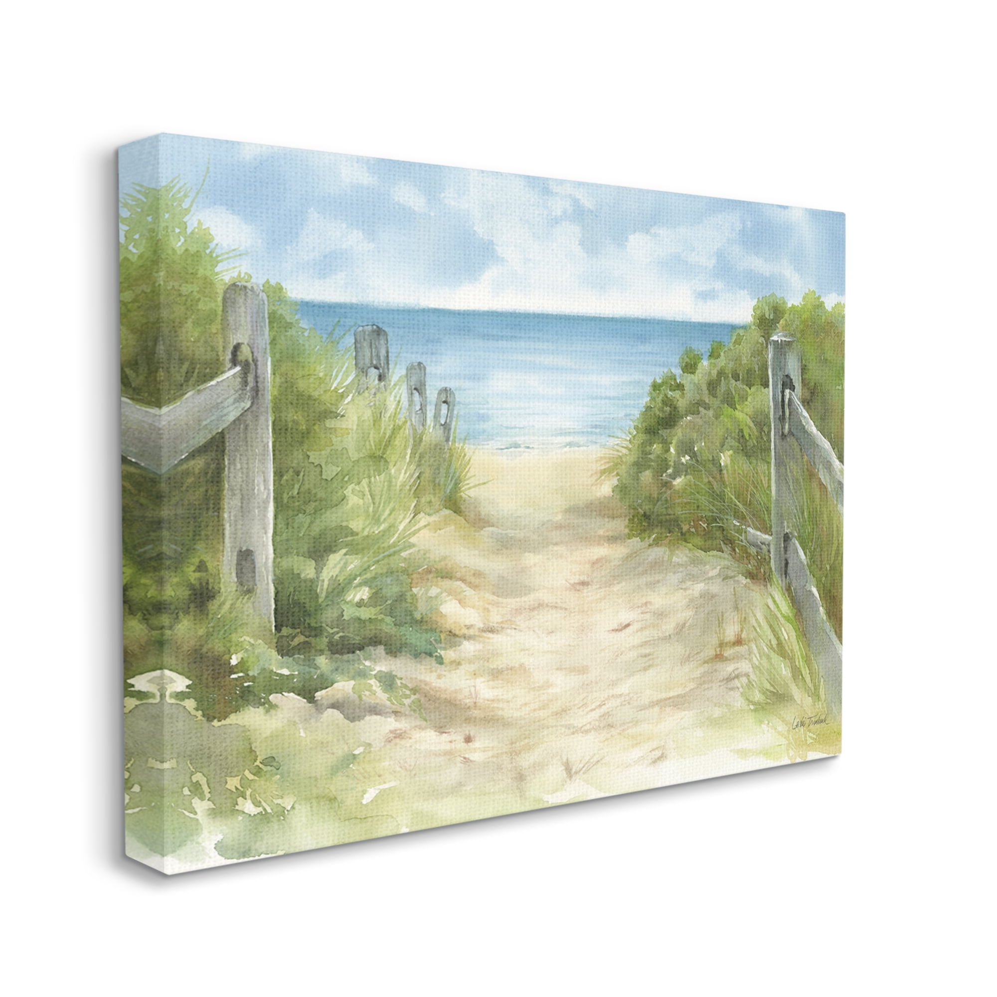 Stupell Industries Beach Path Painting Nature Painting Gallery Wrapped Canvas Print Wall Art, 48 x 36