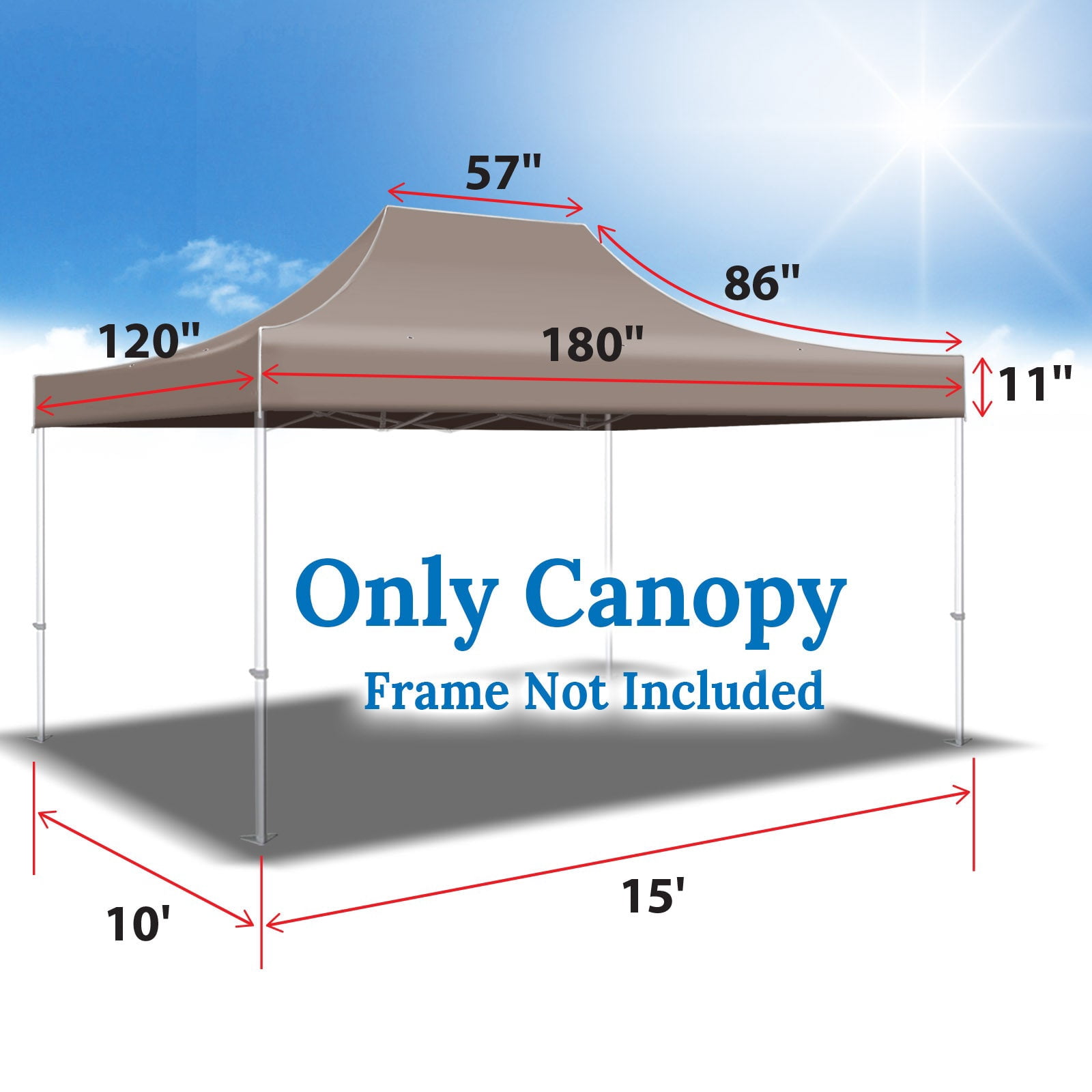 SOLAXO 10x15 Canopy Replacement Top Pop Up Canopy Top Cover Canopy Tent Replacement Top Gazebo Tent Cover (Taupe)
