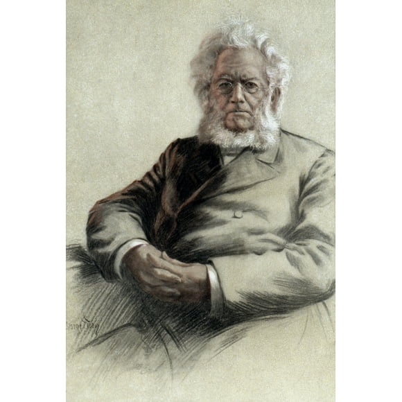 Henrik Ibsen (1828-1906). /nnorwegien Poète et Dramaturge. Dessin, C1904, par George T. Tobin. Affiche Imprimée par (18 x 24)