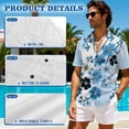 thumbnail image 5 of Yuyamidu Matching Vacation Outfits for Couples Blue Floral Dress Women Summer Dress Aloha Shirt Men Button Down Shirt Short Sleeve Men's Hawaiian Shirt Swing Flowy Sleeveless Tiered Dress Size 3XL, 5 of 6