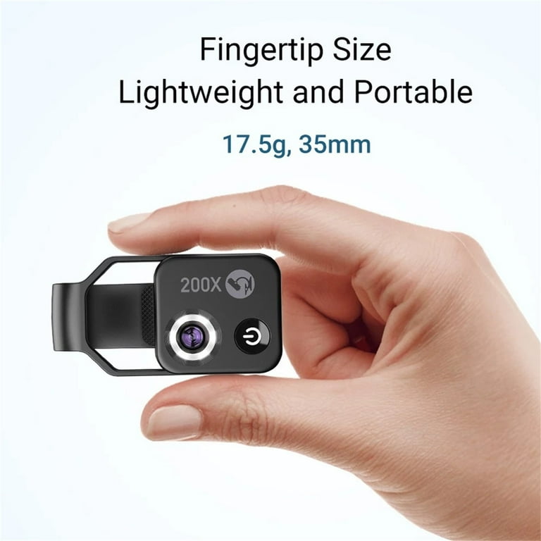 NanoZoom Microscope portable 200X Microscope universel pour téléphone portable avec 6 lumières