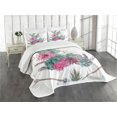 thumbnail image 3 of Ambesonne Cactus Quilted Bedspread Set 3 Pcs, Exotic Bouquet Vintage, King Size, Green Pink Brown, 3 of 5