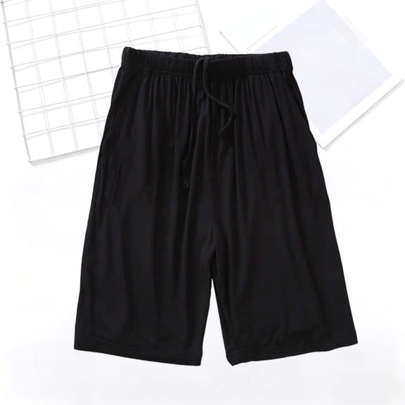ClodeEU Women's Modal Elastic High Lounge Shorts with Pockets ,Solid Color Lightweight Casual Shorts Black,Women's Plus XXXL
