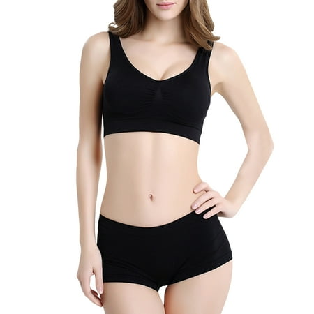 FEORJGP Women Padded Sports Bra Solid Color Wire-Free Seamless Fitness Workout Yoga Crop Tank Tops for Gym Running Activewear
