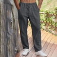 thumbnail image 6 of Ahabrexf Linen Trousers for Men, Solid Color, Casual, Pants, Khaki 98% Linen 2% Spandex, 6 of 9