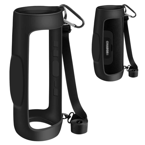 Silicone Case Cover for JBL Charge 4 Portable Waterproof Wireless Bluetooth Speaker, Travel Gel Soft Skin, Waterproof Rubber Carrying Pouch with Strap(Black)