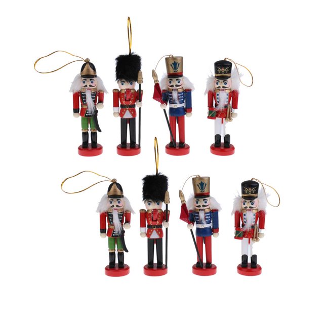 8 Unids 12 Cm Cascanueces De Pintados Nuez Galleta Muñeca Adornos De Navidad Decoración de piezaza Coleccio Sunnimix Muñecas Cascanueces De Madera