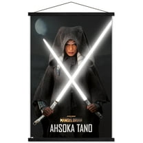 Star Wars The Mandalorian Season 2 - Ahsoka Lightsabers Wall Poster with Wooden Magnetic Frame, 22.375" x 34"