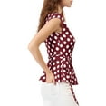 thumbnail image 5 of MODA NOVA Junior's V Neck Sleeveless Self Tie Wrap Front Dotted Top, 5 of 6