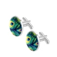 thumbnail image 2 of Peacock Feathers Stylish Stainless Steel Men's Cufflinks for Shirts and Suits - for Formal Occasions, 2 of 6