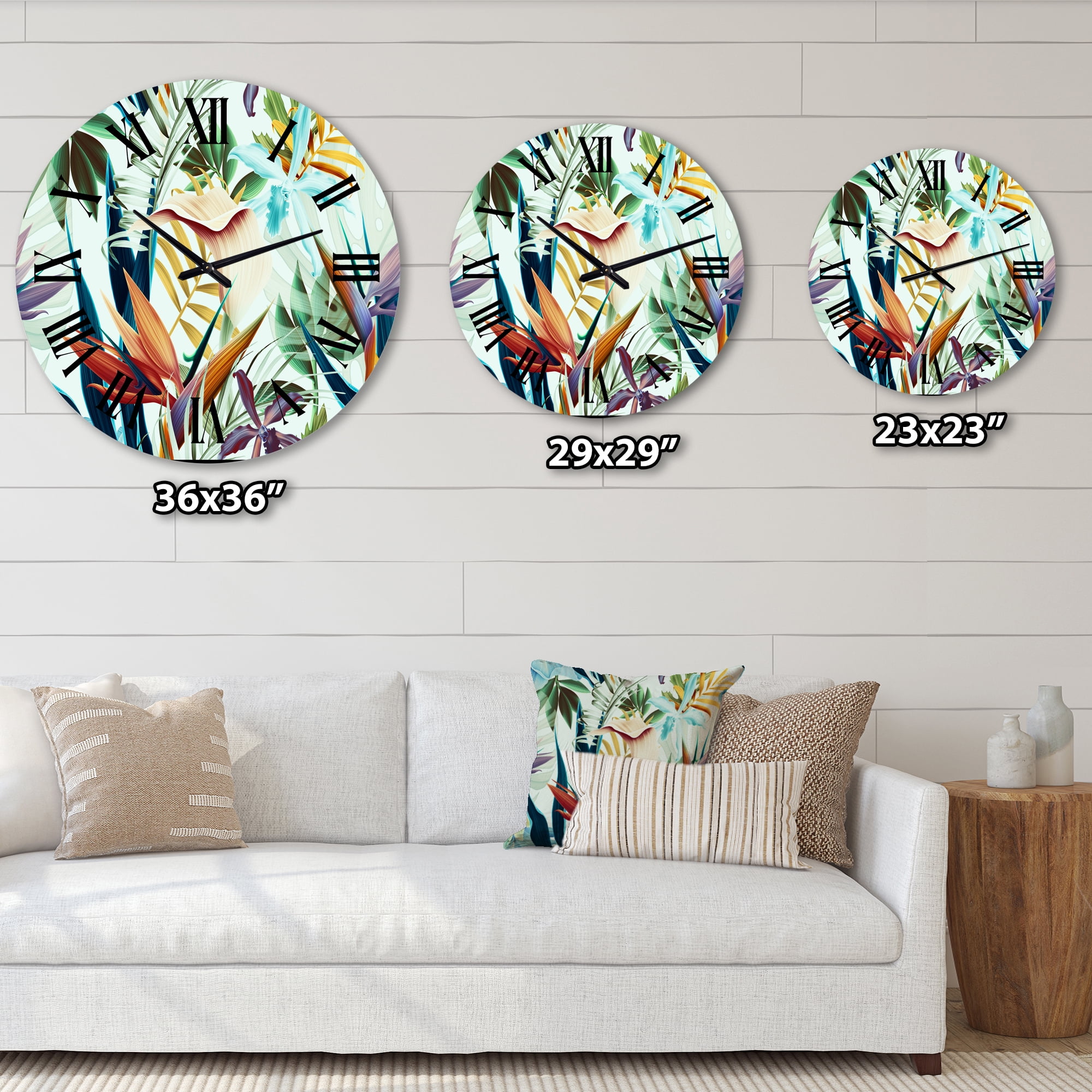 Designart 1 in Quartz Tropical Wall Clock