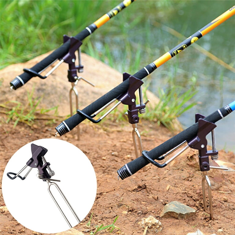 MyBeauty Adjustable Stainless Steel Fishing Rod Pole Ground Holder Stand  Support Supplies 