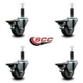 thumbnail image 2 of 3 Inch Thermoplastic Rubber Swivel 1 Inch Expanding Stem Caster Set with Brake, 2 of 2