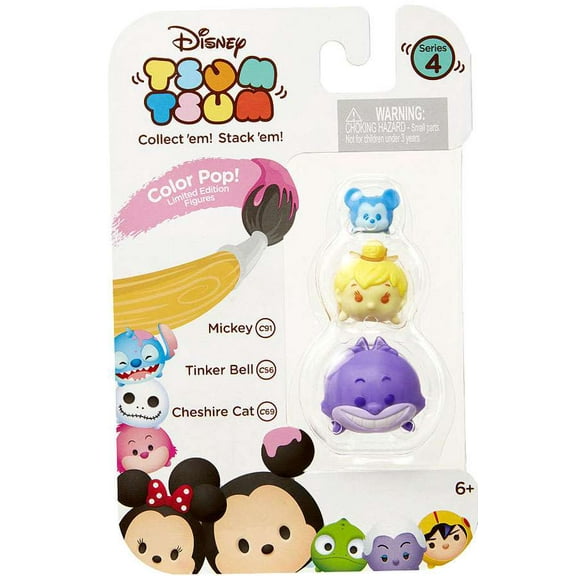 Disney Tsum Tsum Mickey, Tinker Bell & Cheshire Cat Mini Figures, 3 Pack