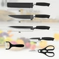 thumbnail image 2 of Kibhous 6 Pieces Kitchen Knife Set, Professional Chef Knife Set, Stainless Steel with Peeler Scissors Gift Case, Easy-Grip Handle, Rust-proof, Black, 2 of 8