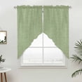 thumbnail image 4 of Vintage Sage Green Kitchen Window Curtains, Swag Curtains Valance for Bedroom Living Room Bathroom, Farmhouse Retro Beige Solid Color Rod Pocket Window Treatment Curtain Block Drapes 2 Panels 36"x63", 4 of 8