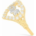 thumbnail image 3 of Floreo 10k Yellow Gold 13mm Heart CZ Two-Tone Love Ring, Sizes 4 - 10, 3 of 5