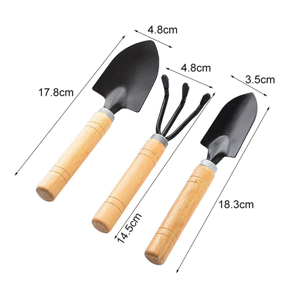 Ohomr Mini Garden Tool Set Cultivator Weeding Planting Tool with Spade Fork Rakes for Succulent Plants Small Flower Planting 3pcs
