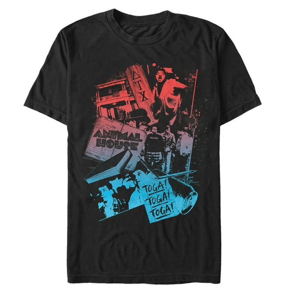Men's Animal House College Montage  Graphic Tee Black Small