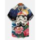thumbnail image 3 of Camisa hawaiana de manga corta con cuello vuelto, estampado floral tropical Ukiyo-E y ciencia ficción, estilo informal, 2024, 3 of 5