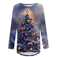 thumbnail image 3 of Uootdi Christmas Gifts Plus Size Long Sleeve Shirts Womens Xmas Tree Santa Gift Snowflake Deer Graphic Long Shirts Crewneck, 3 of 5
