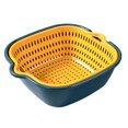 thumbnail image 1 of 2PCS Colander Plastic Set,Kitchen Colander Strainer Set,Double Layered Drain Basin and Basket,Bowl Stackable Set,Plastic Washing Bowl,Soak,Wash and Drain Vegetables and Fruit Colanders(BLUE), 1 of 5