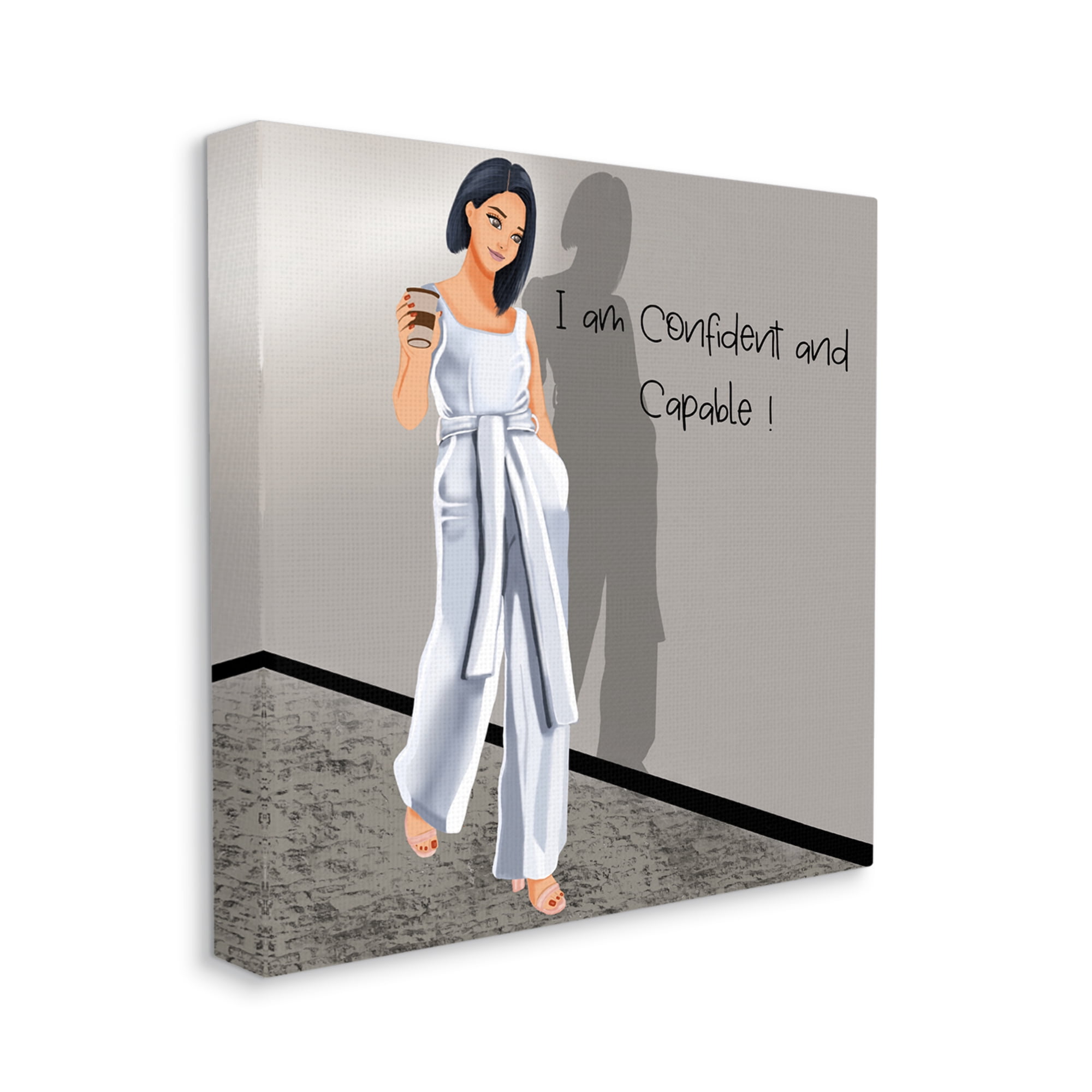 Stupell Industries Confident & Capable Female Inspirational Painting Gallery Wrapped Canvas Art Print Wall Art, 30 x 30