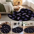 thumbnail image 5 of Round Rugs 8Ft, Purple Olive Fruits Round Area Rug Washable Indoor Throw Carpet, Spring Farm Branches Leaves Plants Black Large Non Slip Circle Rug for Kids Room RV Home Decor Aesthetic, 5 of 8