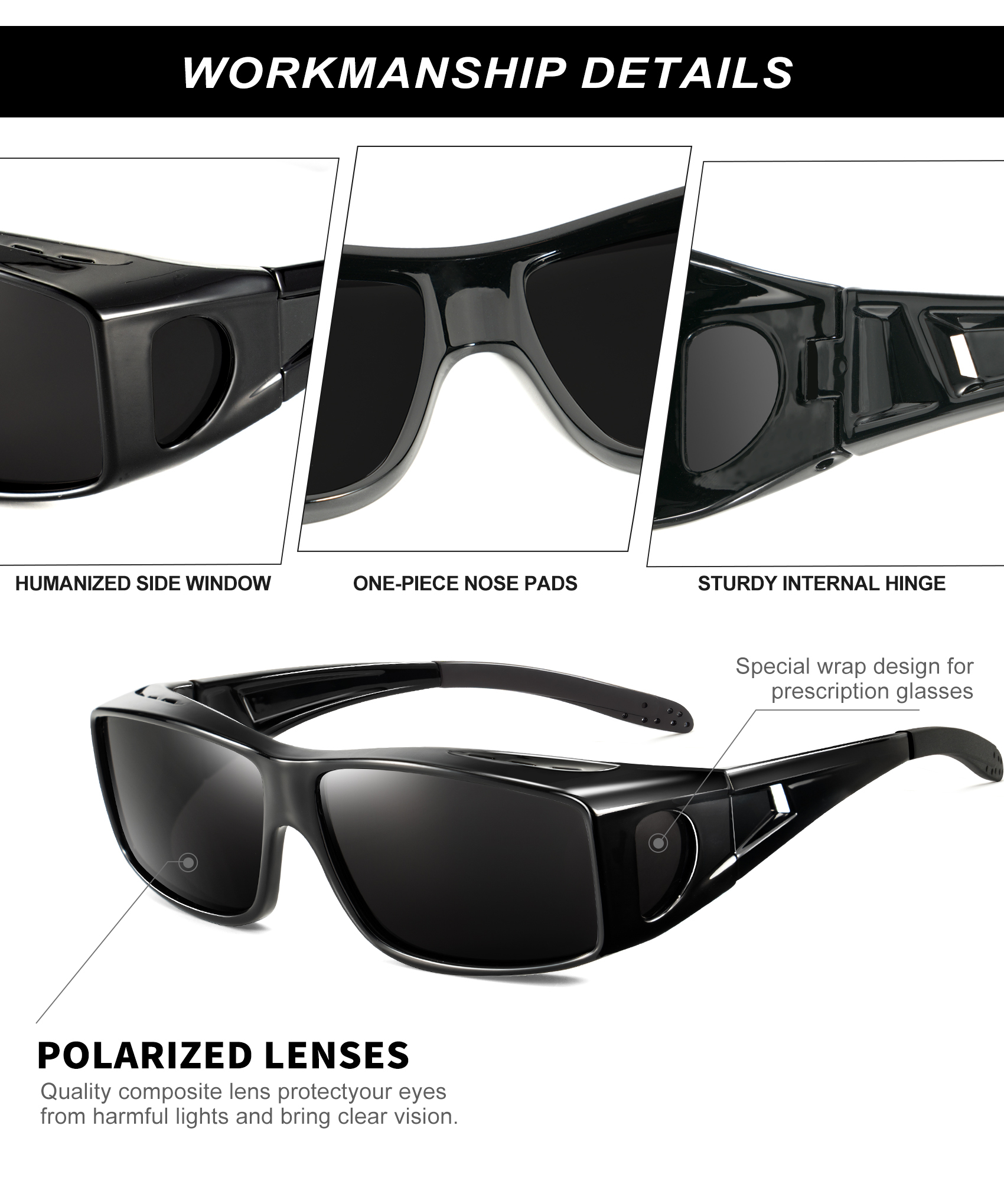 KALIYADI Fit-Over Polarized Wrap Sunglasses, 3-Pack photo 3