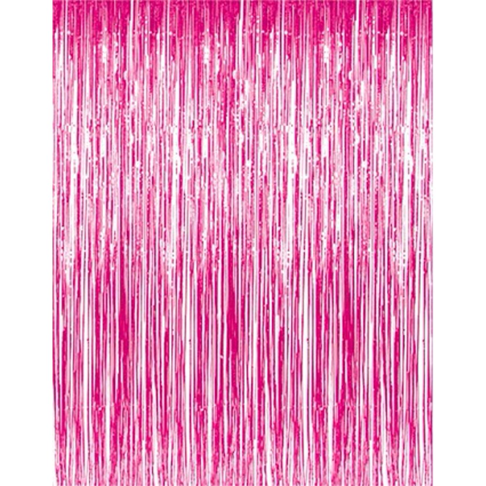 PMU Metallic Fringe Curtains (Hot Pink) 3ft x 8ft Pkg/12
