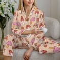 thumbnail image 6 of Pofeuu 70s Mushroom Print Womens Pajamas Set Long Sleeve Sleepwear Button Down Nightwear Soft Pj Lounge Sets Button Down Pajamas Women-Medium, 6 of 7
