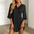 thumbnail image 6 of Bovxnpu Womens Nightgowns Sleepshirts Nightshirts Pajama Dress V Neck Lace Loose 3/4 Sleeve Sleep Dress Sleepwear, 6 of 8