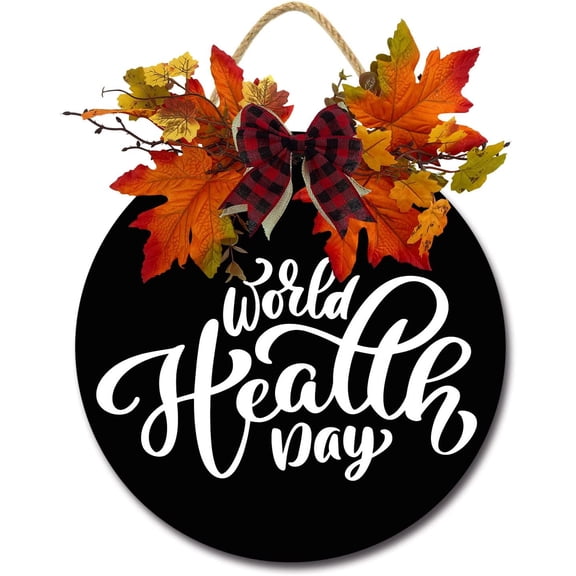 Eveokoki 11" World Heart Day Sign for Outdoor Indoor Sign, Farmhouse Wall Decor,World Heart Day Signs for Front Porch, Rustic Farmhouse Wood Porch Decorations Outdoor