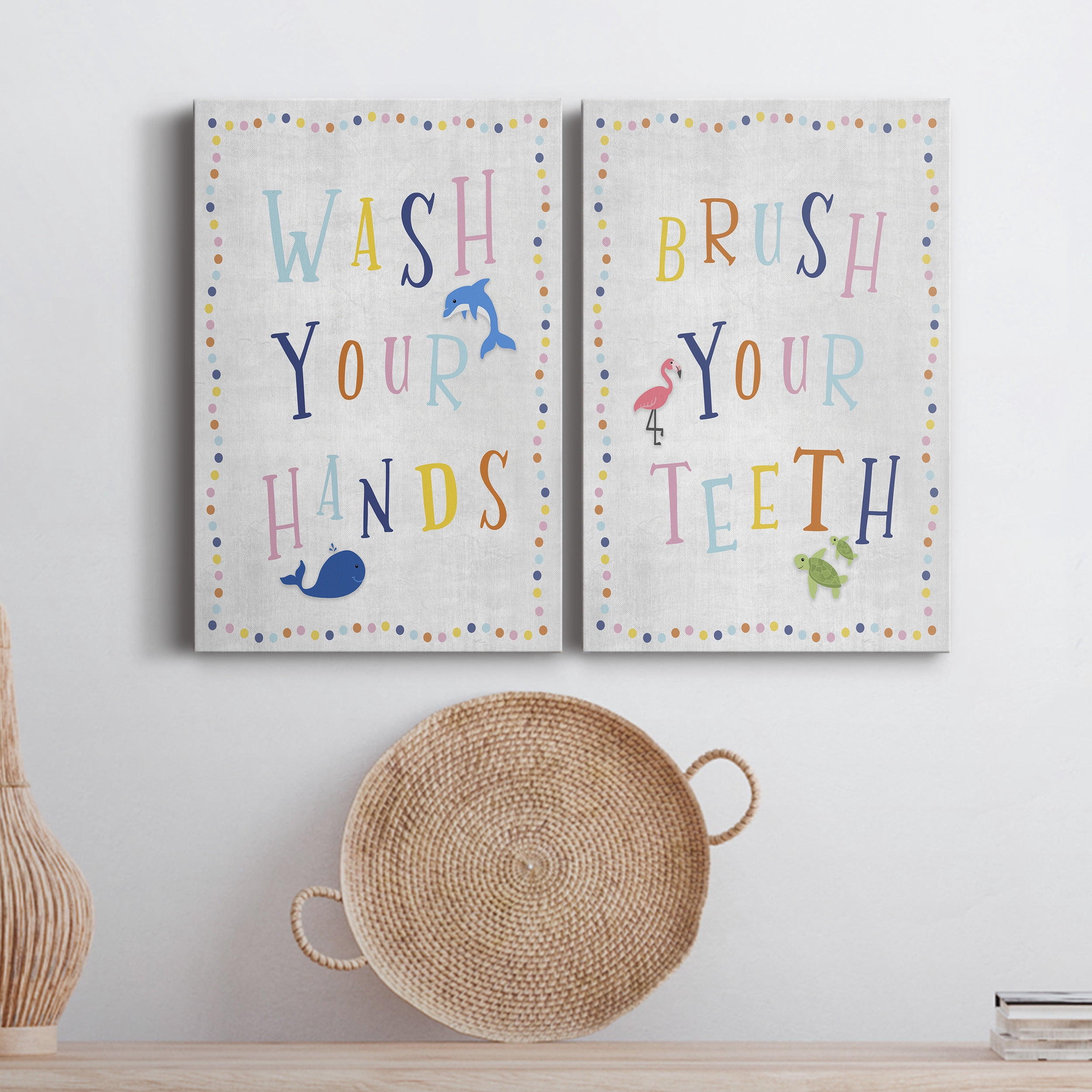 Wash Your Hands Premium Gallery Wrapped Canvas - Ready to Hang - Set of 2 - 12 x 18 Each